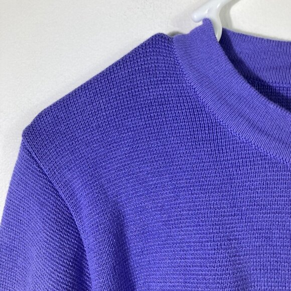 Womens Vintage Evie 3/4 Sleeve Button Cardigan Sweater Belt Detail Purple M Cott - Picture 4 of 9